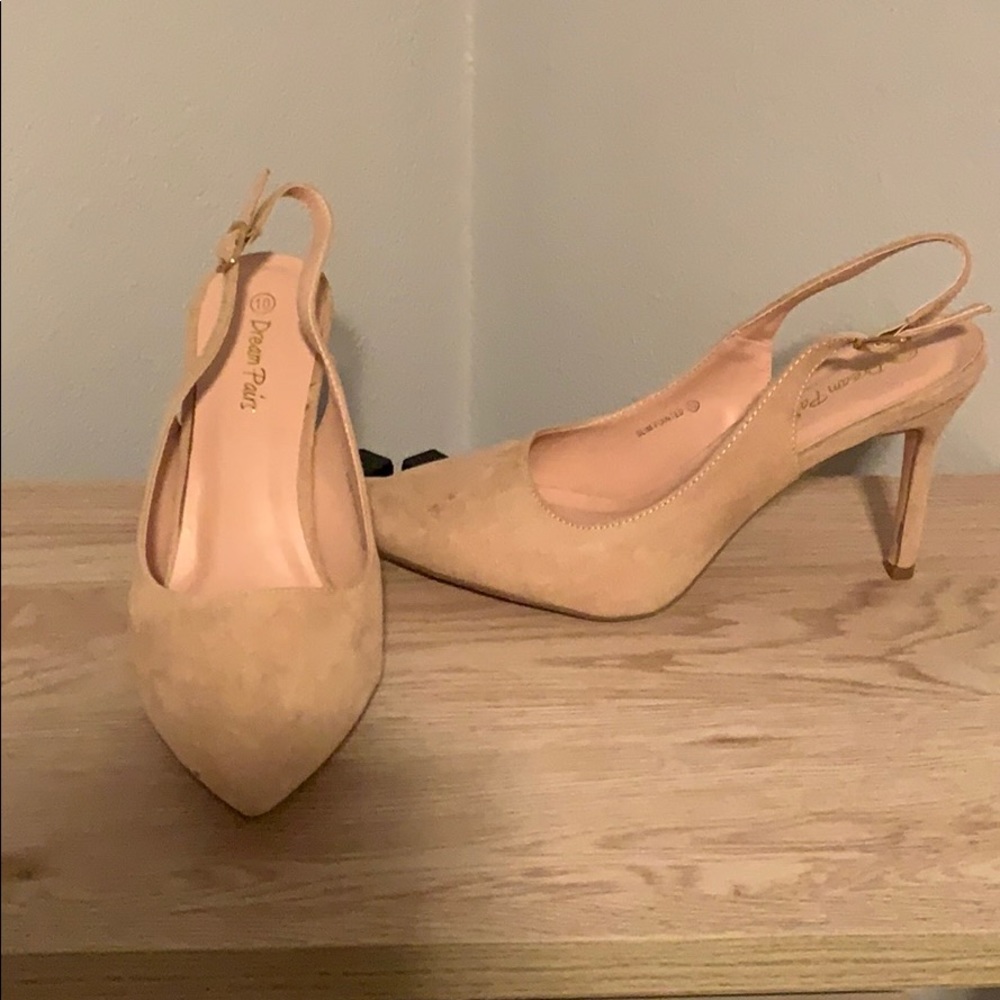 Hot! Nude suede heels. Never worn!!